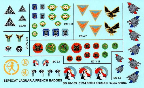 Berna Decals BER48103 1:48 Badges for French Sepecat Jaguar