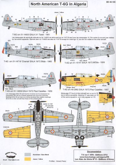 Berna Decals BER48105 1:48 North-American T-6G French Algeria
