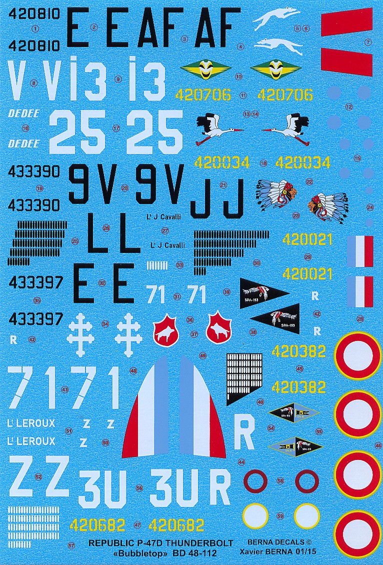 Berna Decals BER48112N 1:48 Republic P-47D Bubbletop French
