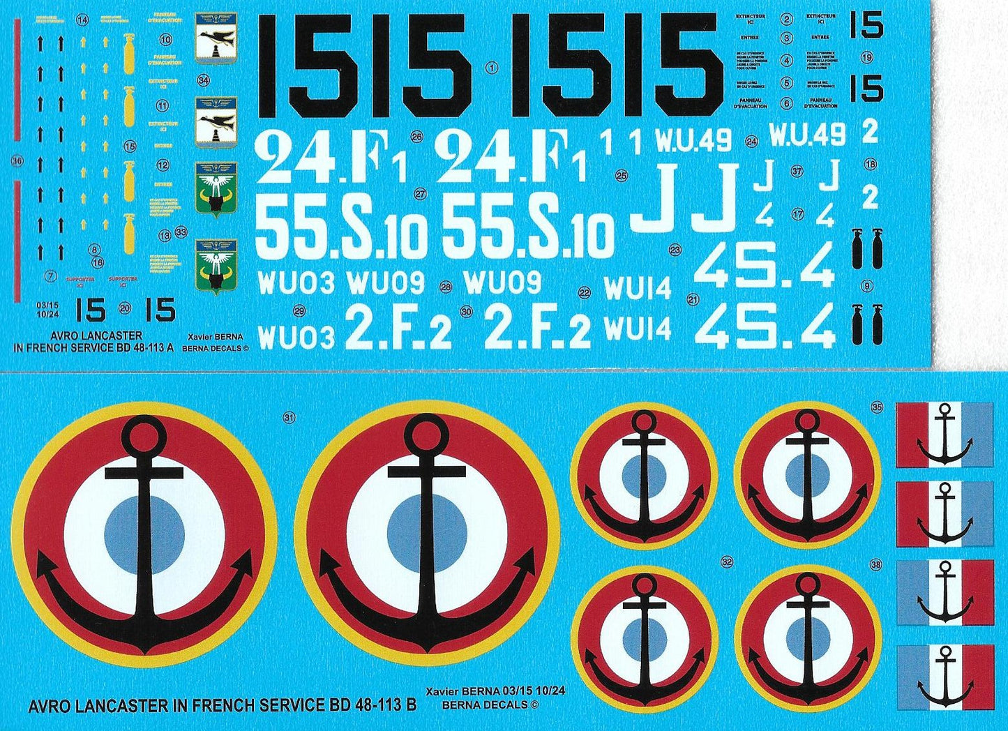 Berna Decals BER48113M 1:48 Avro Lancaster Aeronautique Navale