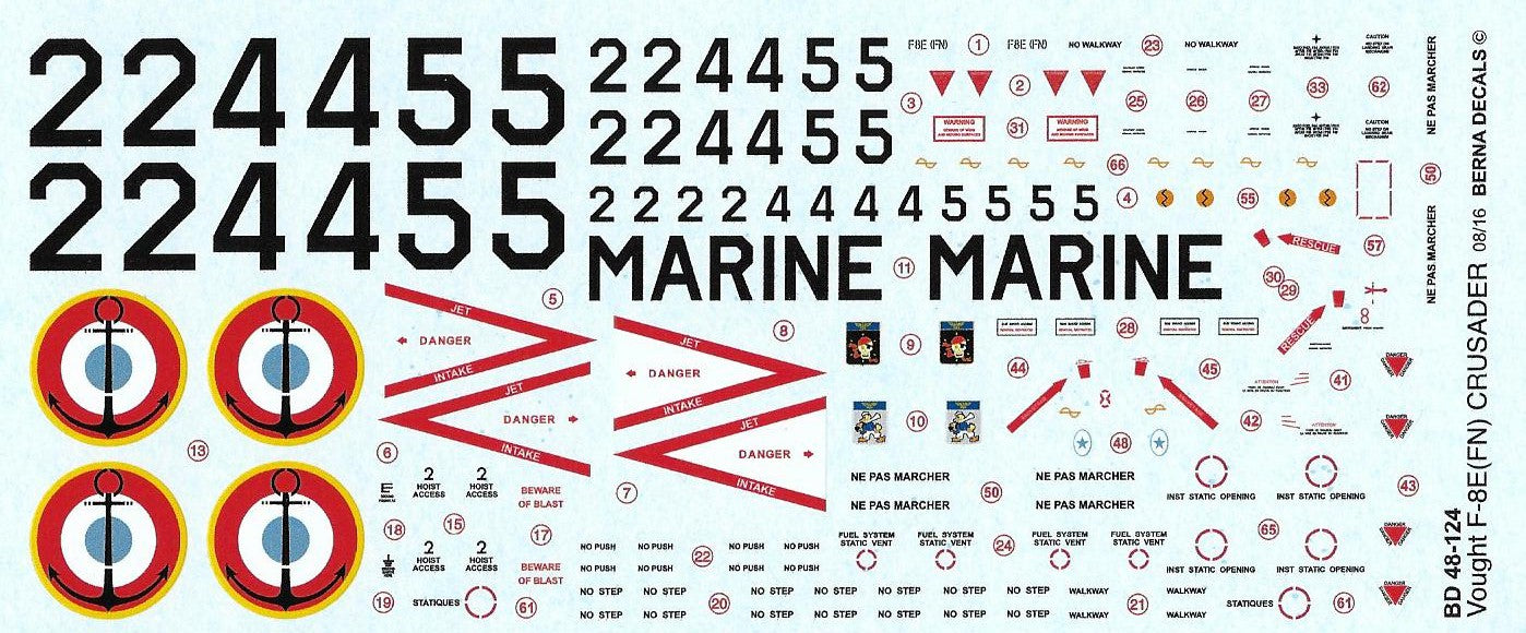 Berna Decals BER48124 1:48 Vought F-8E