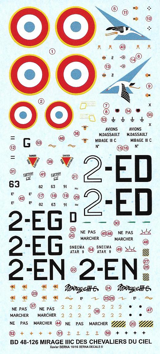 Berna Decals BER48126 1:48 Dassault Mirage IIIC Knights of Sky