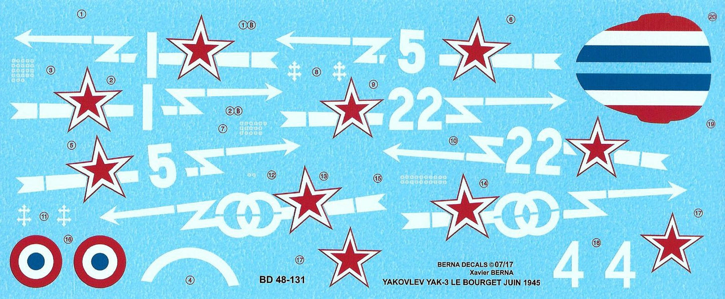Berna Decals BER48131 1:48 Yak-3 Normandie-Niemen Decals
