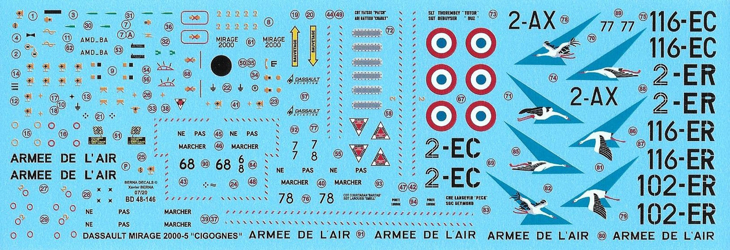 Berna Decals BER48146 1:48 Dassault_Mirage 2000-5F 'Cigognes'