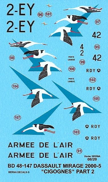 Berna Decals BER48147 1:48 Dassault_Mirage 2000-5F 'Cigognes'