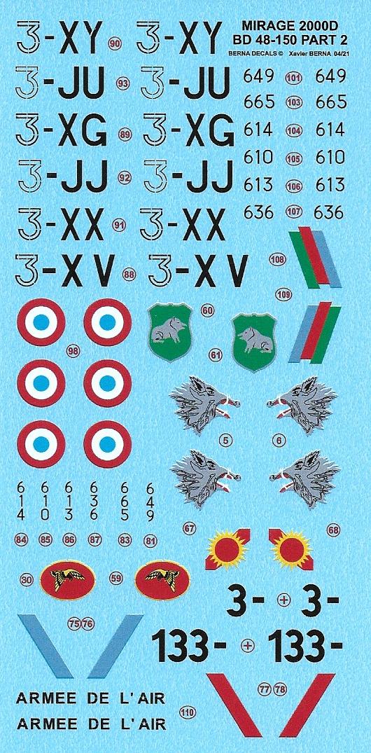 Berna Decals BER48150 1:48 Dassault Mirage 2000D + Roundels