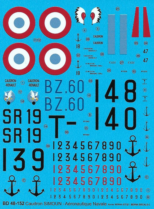 Berna Decals BER48152 1:48 Caudron C.635 Simoun French Aeronavale