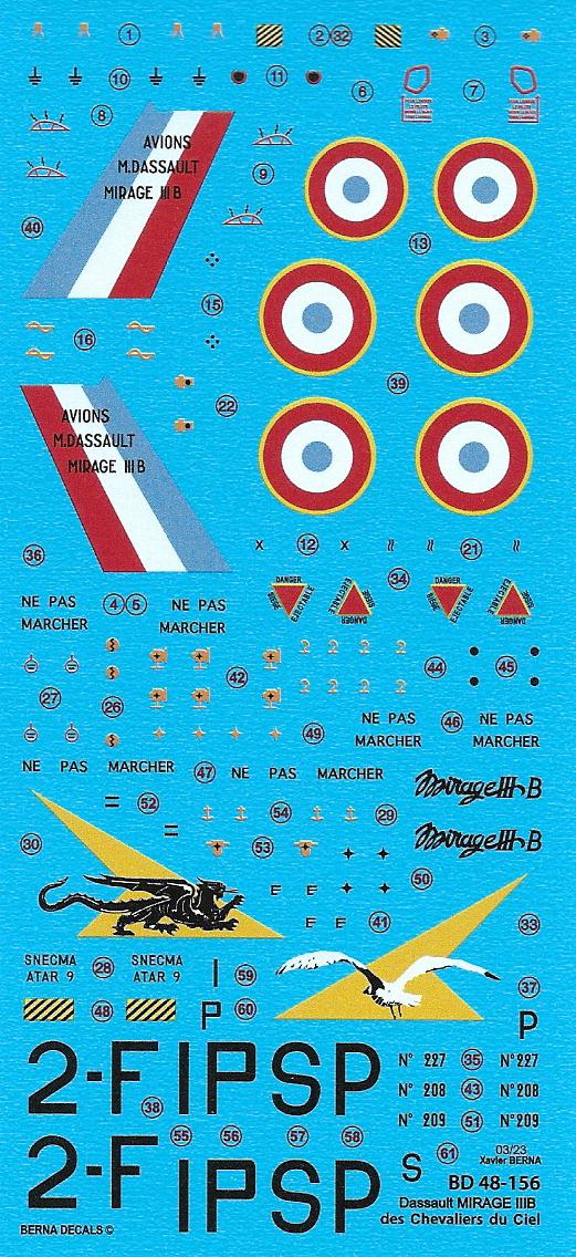 Berna Decals BER48156 1:48 Dassault Mirage IIIB EC 2/2