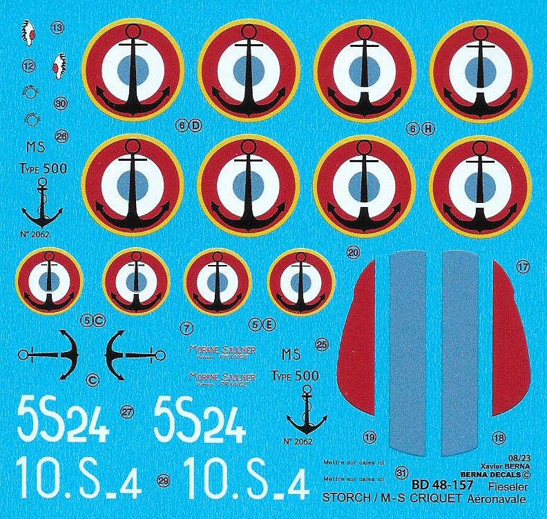 Berna Decals BER48157 1:48 Fieseler Storch / MS.500 Navy