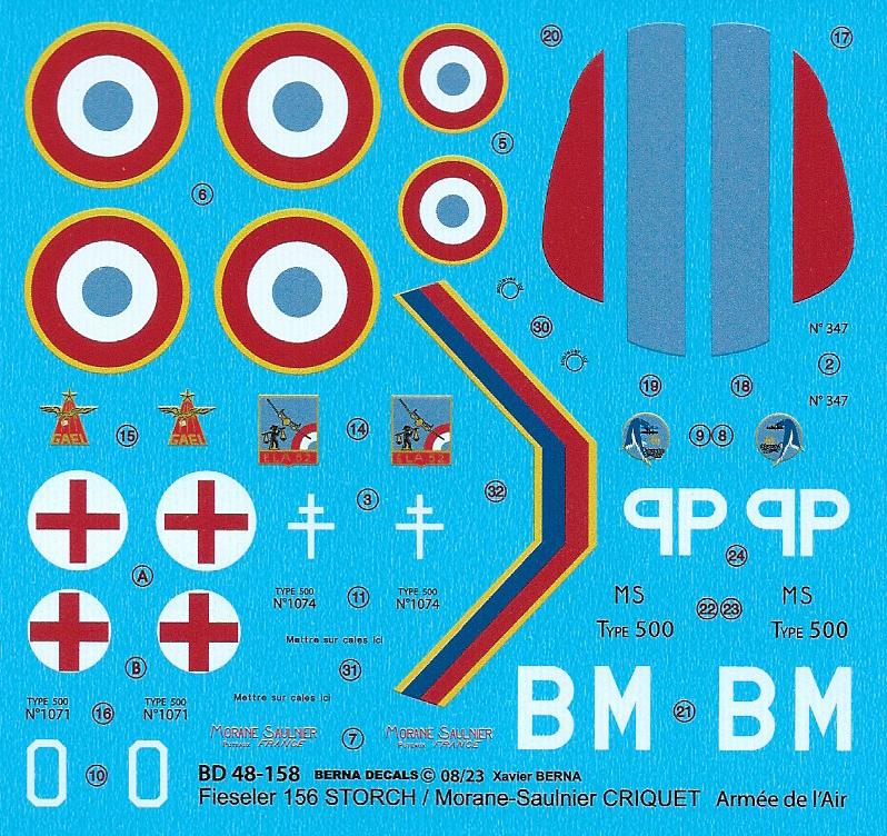 Berna Decals BER48158 1:48 Fieseler Storch / MS.500 Army