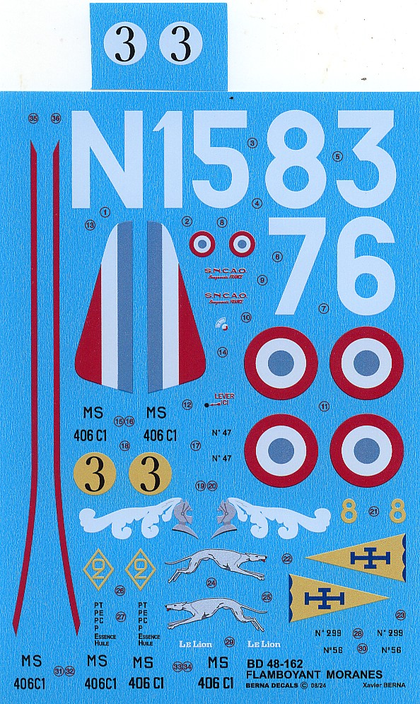 Berna Decals BER48162 1:48 Morane-Saulnier MS.406 GC I/7