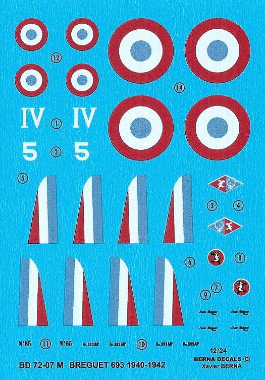 Berna Decals BER72007M 1:72 Breguet 693 Armee de l'air