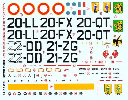 Berna Decals BER72016 1:72 Douglas AD-4 and AD-4N Skyraider