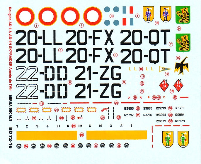 Berna Decals BER72016 1:72 Douglas AD-4 and AD-4N Skyraider