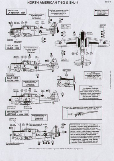 Berna Decals BER72019 1:72 North-American T-6G French