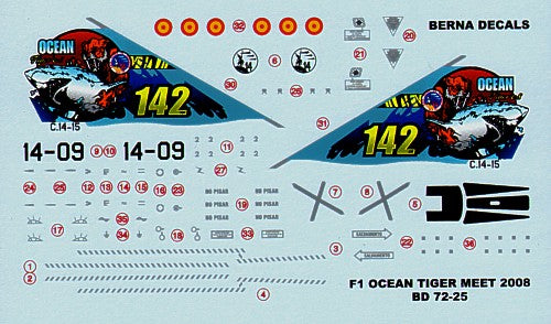 Berna Decals BER72025 1:72 Dassault Mirage F.1M Ocean Tiger