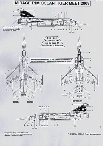 Berna Decals BER72025 1:72 Dassault Mirage F.1M Ocean Tiger
