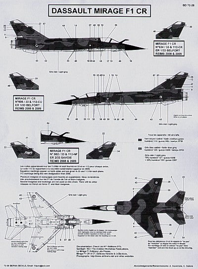 Berna Decals BER72026M 1:72 Dassault_Mirage F.1CR