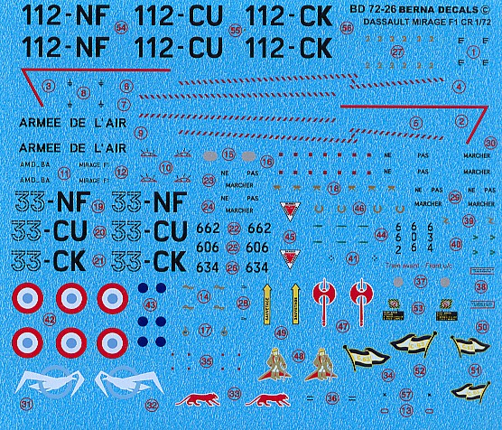 Berna Decals BER72026M 1:72 Dassault_Mirage F.1CR