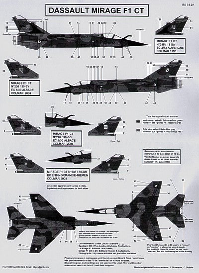 Berna Decals BER72027M 1:72 Dassault_Mirage F.1CT