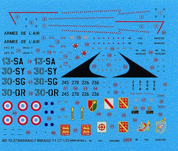 Berna Decals BER72027M 1:72 Dassault_Mirage F.1CT