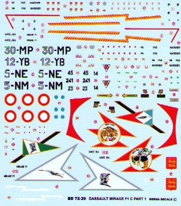Berna Decals BER72029 1:72 Dassault_Mirage F.1 C Pt 1