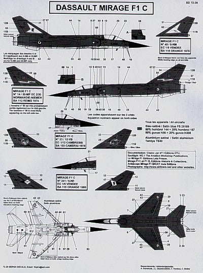 Berna Decals BER72029 1:72 Dassault_Mirage F.1 C Pt 1