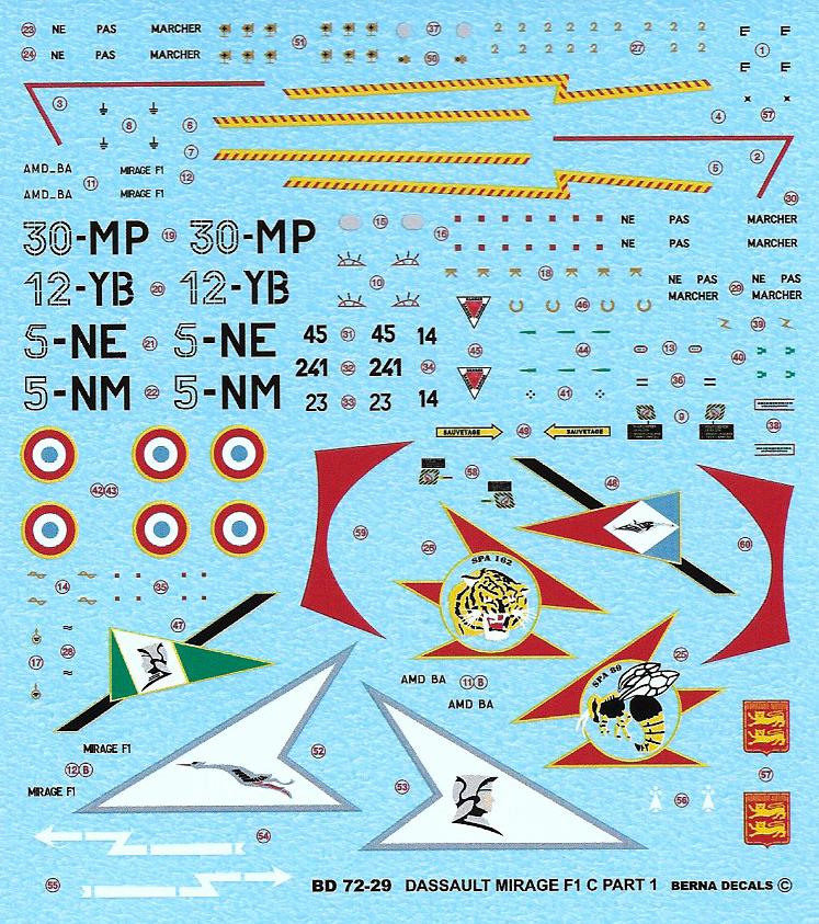 Berna Decals BER72029 1:72 Dassault_Mirage F.1 C Pt 1