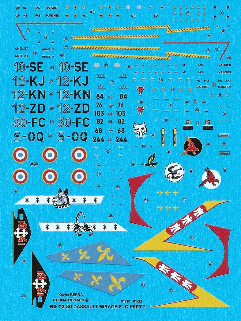 Berna Decals BER72030M 1:72 Dassault Mirage F1C Part 2