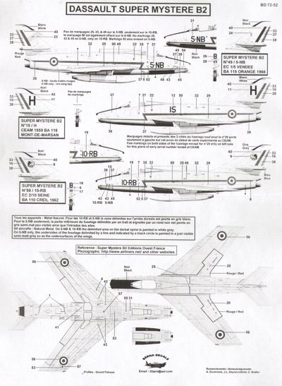 Berna Decals BER72052 1:72 Dassault Super Mystere B.2 Pt 1