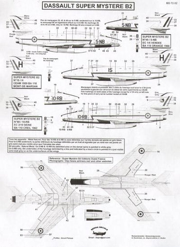 Berna Decals BER72052 1:72 Dassault Super Mystere B.2 Pt 1