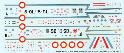 Berna Decals BER72053 1:72 Dassault Super Mystere B.2 Pt 2