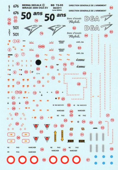 Berna Decals BER72055 1:72 Dassault_Mirage 2000 DGA EV