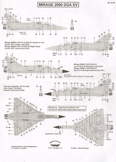 Berna Decals BER72055 1:72 Dassault_Mirage 2000 DGA EV