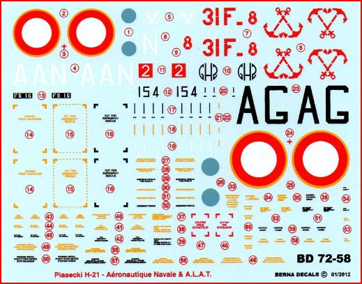 Berna Decals BER72058 1:72 Piasecki H-21