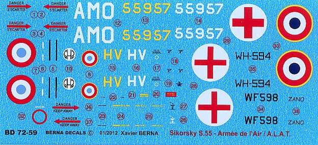 Berna Decals BER72059M 1:72 Sikorsky H-19/S-55