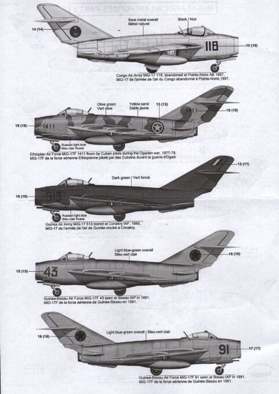 Berna Decals BER72068 1:72 African Air Forces MiG-17 Part 1