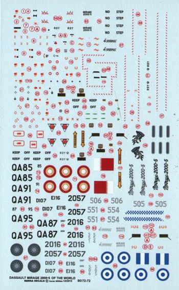 Berna Decals BER72072 1:72 Dassault Mirage 2000-5 World