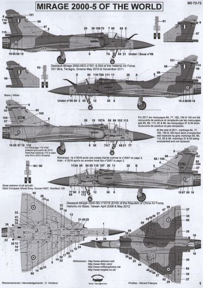 Berna Decals BER72072 1:72 Dassault Mirage 2000-5 World