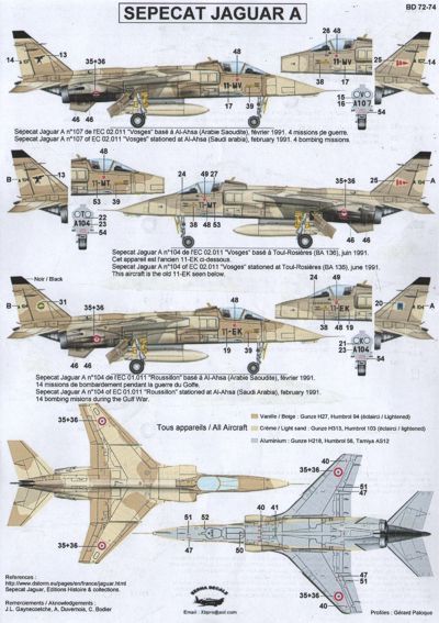 Berna Decals BER72074 1:72 Sepecat Jaguar A Missions