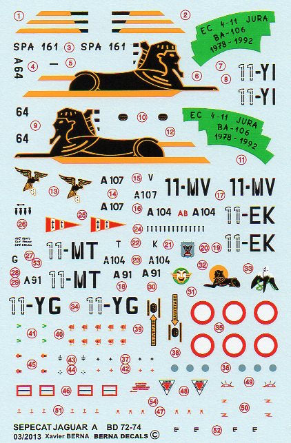 Berna Decals BER72074 1:72 Sepecat Jaguar A Missions