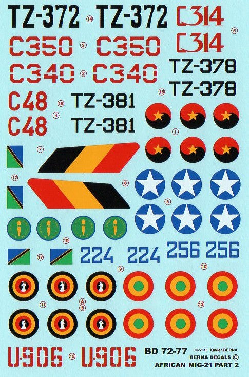 Berna Decals BER72077 1:72 African Air Forces MiG-21 Part 2