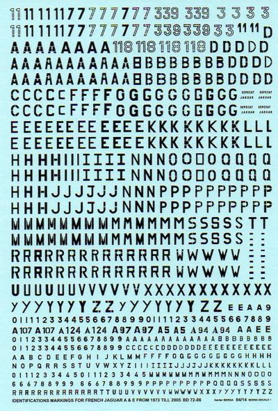 Berna Decals BER72086 1:72 Identifications markings for French Sepecat Jaguar