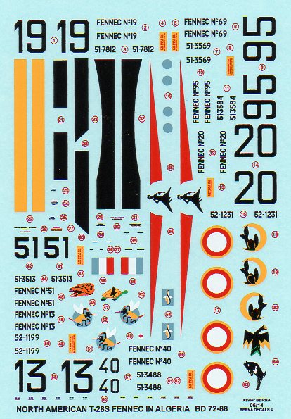 Berna Decals BER72088 1:72 North-American T-28S French Algeria
