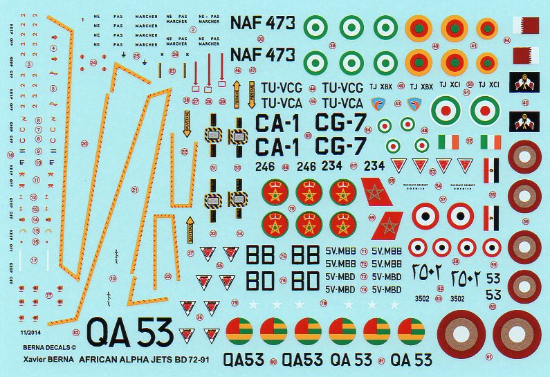 Berna Decals BER72091 1:72 African Air Forces Alpha Jets