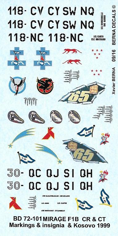 Berna Decals BER72101 1:72 Dassault Mirage F.1B/CR/CT Add-on