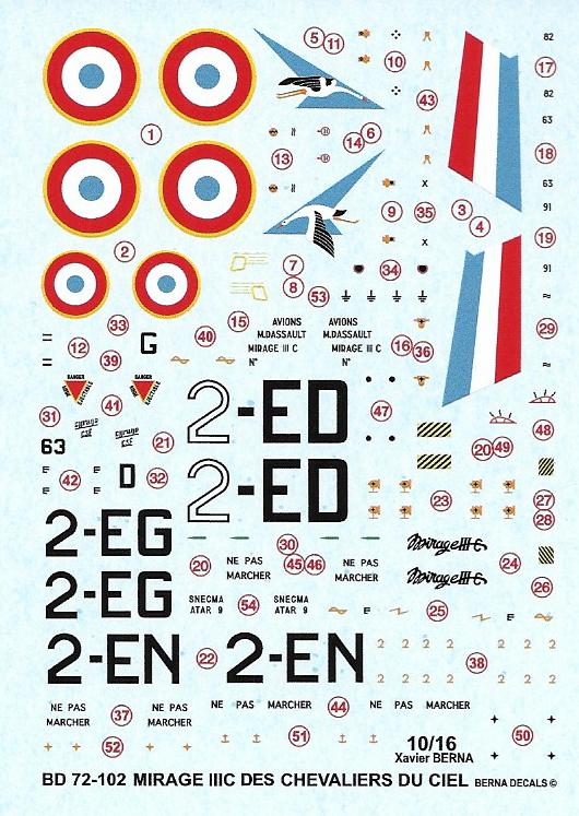 Berna Decals BER72102 1:72 Dassault Mirage IIIC Knights of Sky