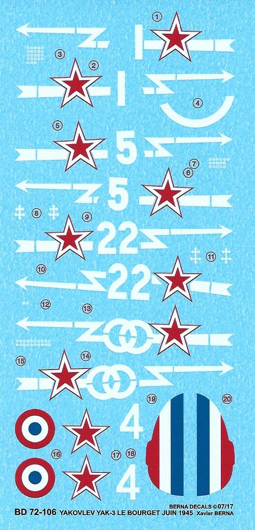Berna Decals BER72106 1:72 Yak-3 Normandie-Niemen Decals