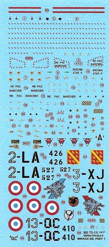 Berna Decals BER72111 1:72 Dassault Mirage IIIE Part 1
