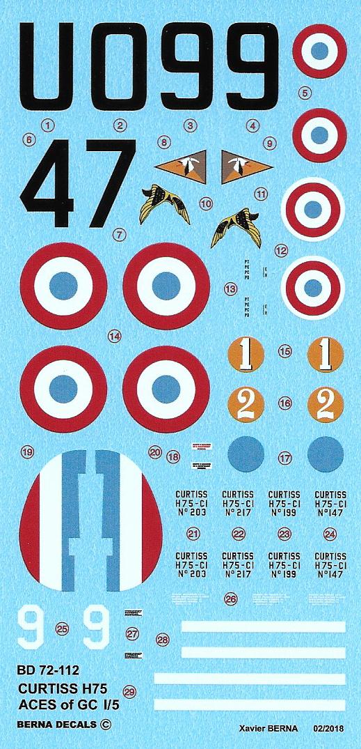 Berna Decals BER72112 1:72 Curtiss H-75